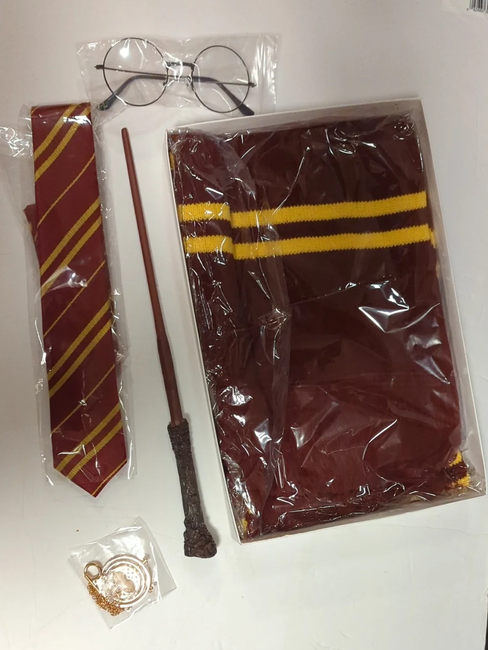 Harry Potter Maroon & Yellow School Scarf and Tie Accessory Set